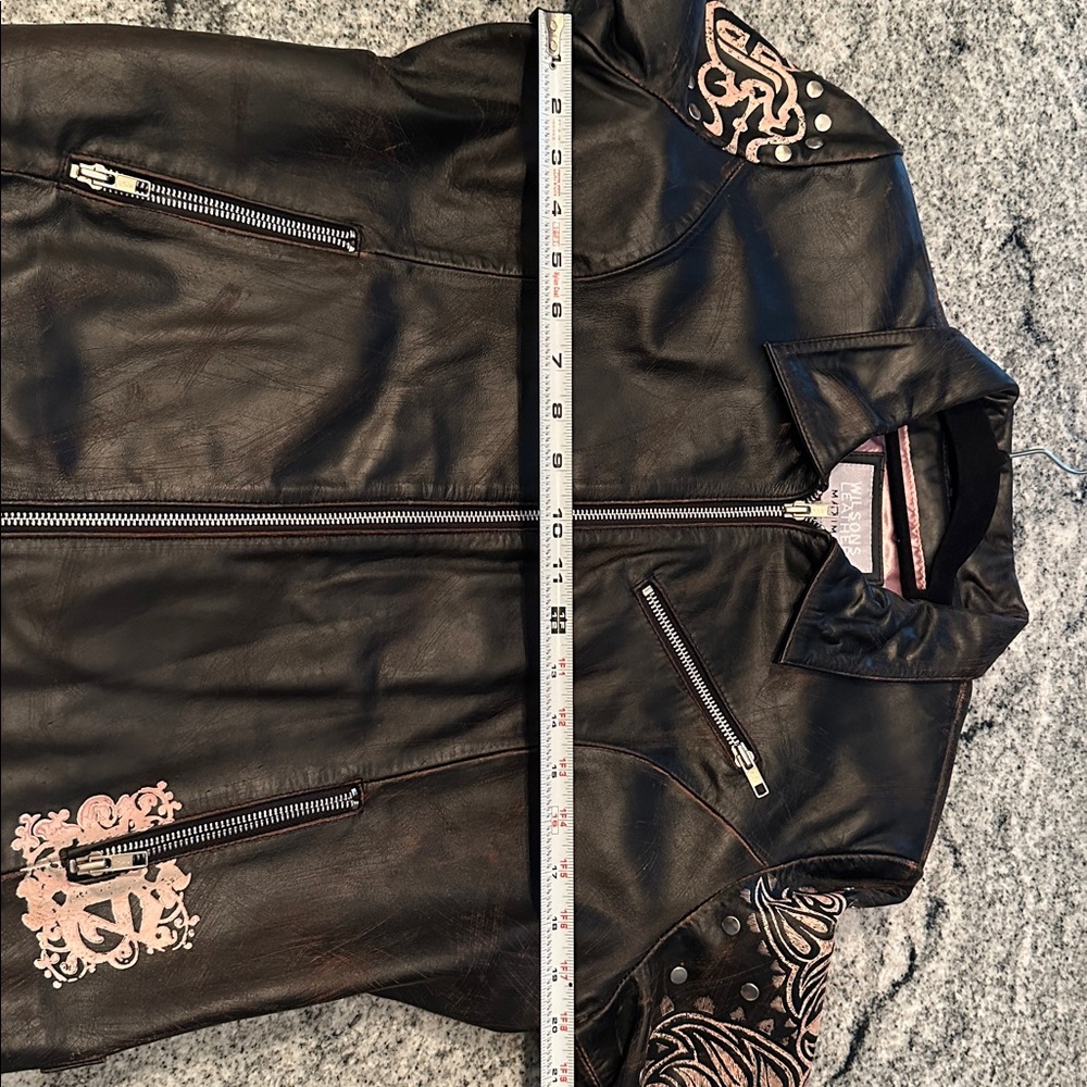 Wilsons Leather Black Jacket with Pink Accents - Picture 9 of 10